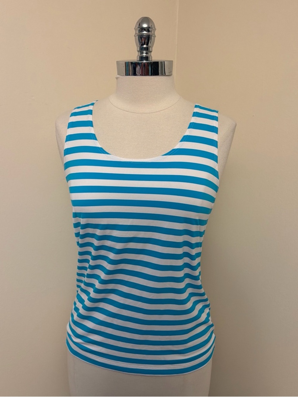 Chico's Blue and White Striped Stretch Tank Size 1